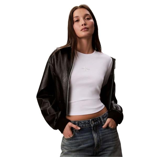 Calvin Klein Womens/Ladies Slim Crop T-Shirt - Brilliant White - 