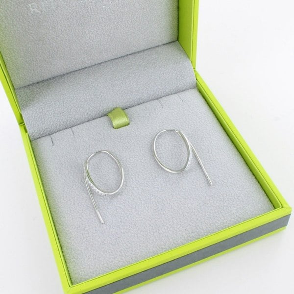 Sterling Silver Pavé 'Loop the Loop' Pull Through Earrings - Reeves & Reeves