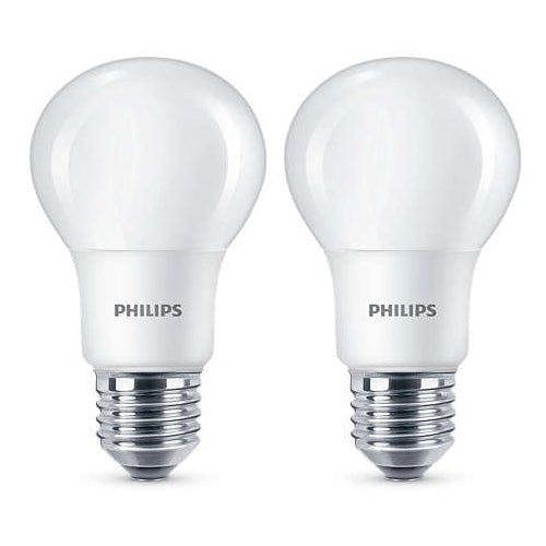 Philips 2 x Philips 8 - 60W Frosted E27 Edison LED Bulb 806lm - Warm White