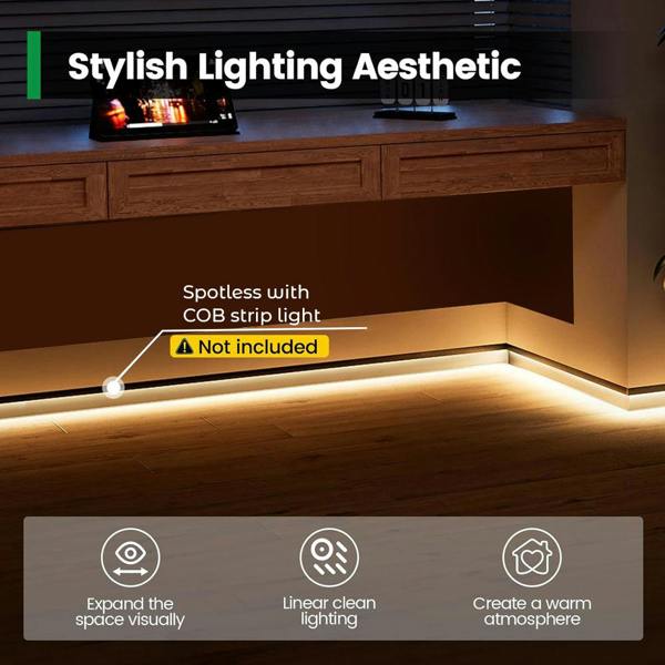 ENER-J LED Skirting Aluminium Profile, White housing, Length: 3 Meters