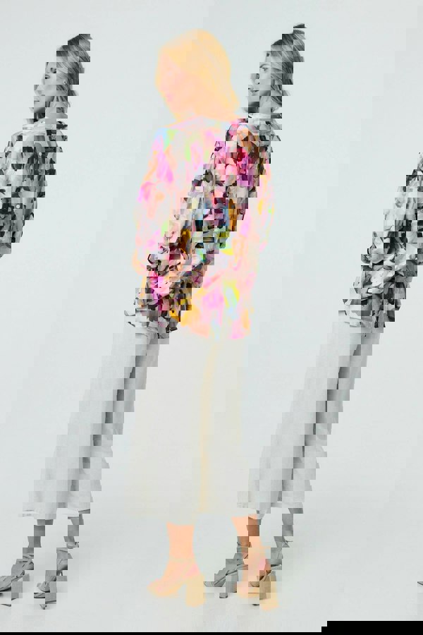 Pink | Brushstroke Print 3/4 Sleeve Shirt
