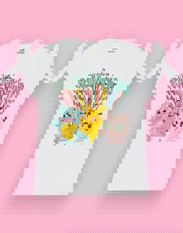 Pokemon Girls White Short Sleeved T-Shirt