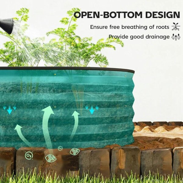 Set of Two 150 x 60cm Steel Planters - Green