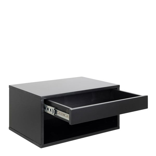 Furniture To Go Cholet Square Bedside Table with 1 Drawer in Black