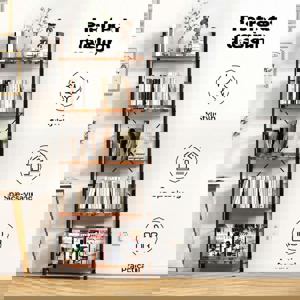 Levede Ladder Shelf Bookcase 5 Tier Bookshelf Display Cabinet Steel Heavy Duty