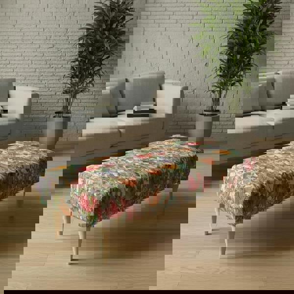 Artistic multi-coloured rectangular bench for hallway or foyer