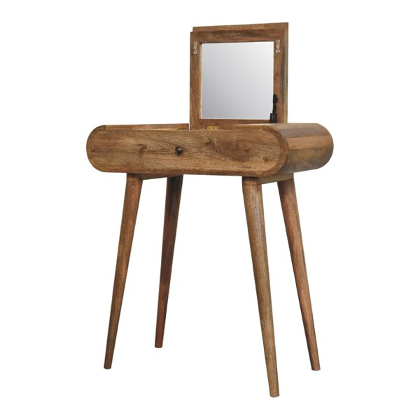 Artisan Furniture Solid Wood Mini Oak-ish Round Dressing Table
