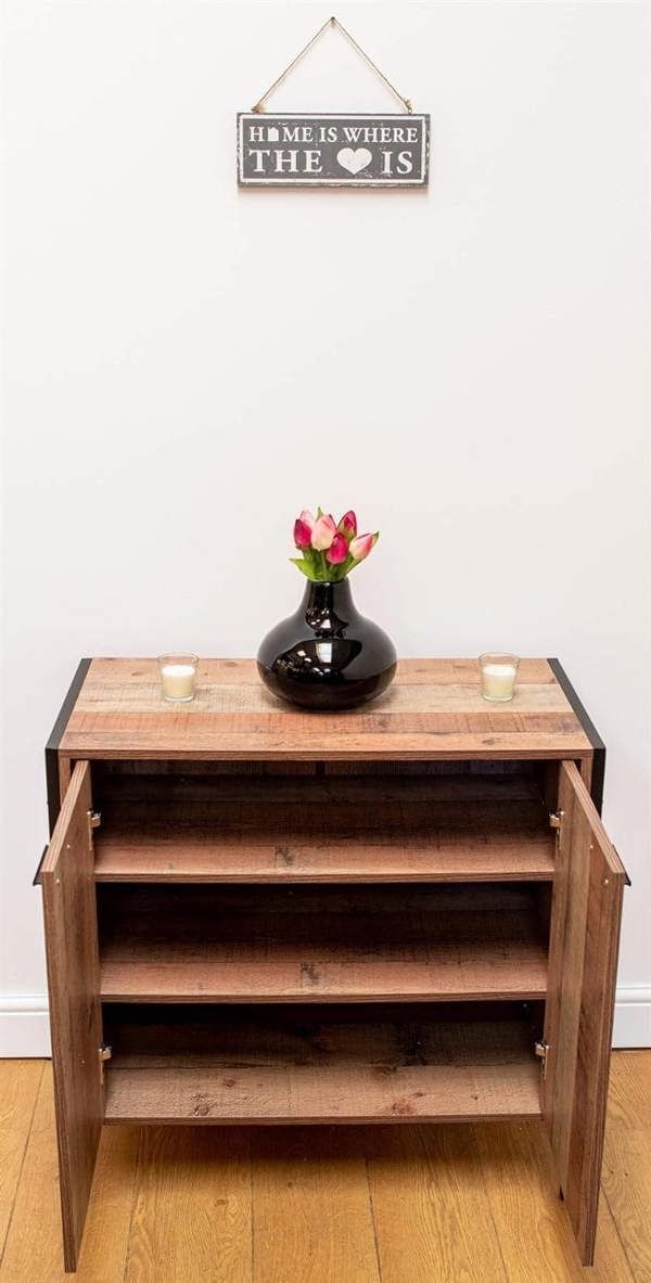 Timber Art Design Stretton Sideboard Storage Cupboard with 2 Doors Rustic Industrial Oak Effect