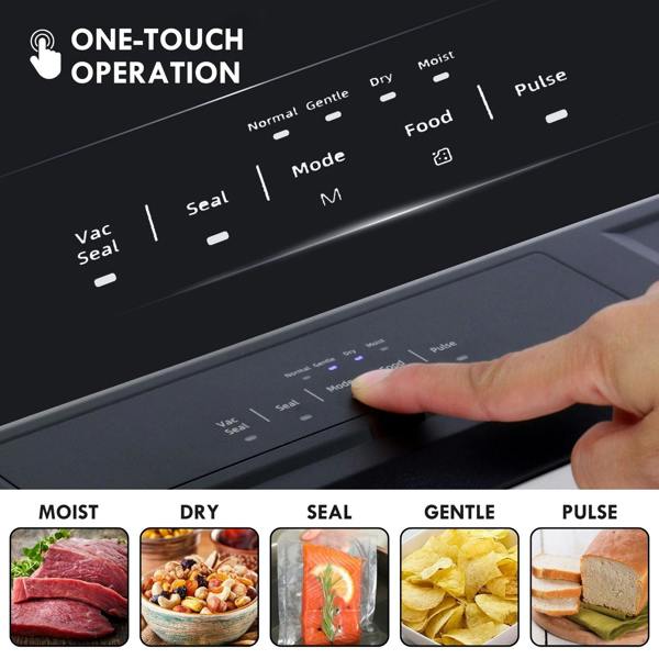 Kenmore Automatic Vacuum Sealer Food Sealing Machine with 7 Preset Modes for Sous Vide & Dry/Moist Foods (Black)