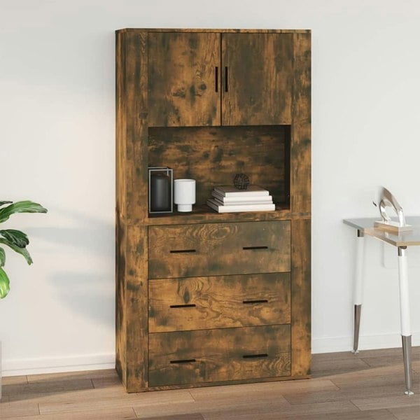 Berkfield Wall Cabinet Smoked Oak 80x33x80 cm Engineered Wood