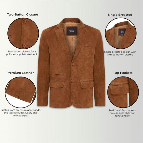 Infinity Leather Mens Slim Goat Suede Italian Blazer Jacket-Somero