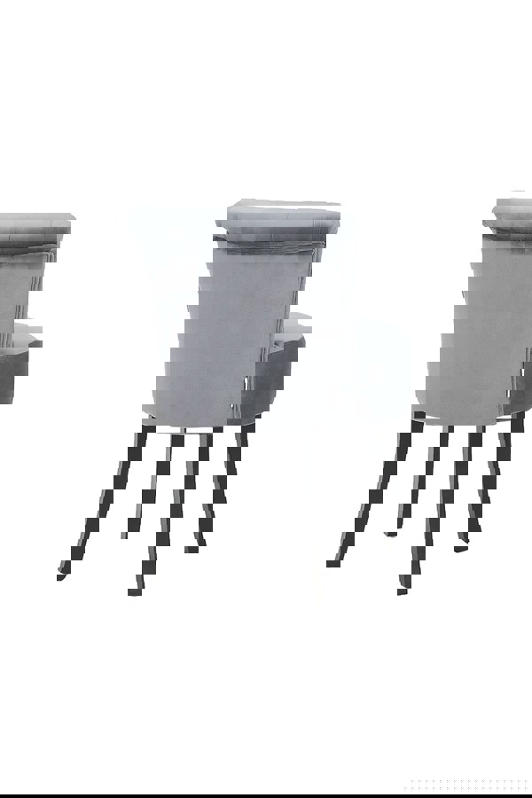 Living and Home Grey Velvet Button Tufted Upholstered Footstool for Dressing Table