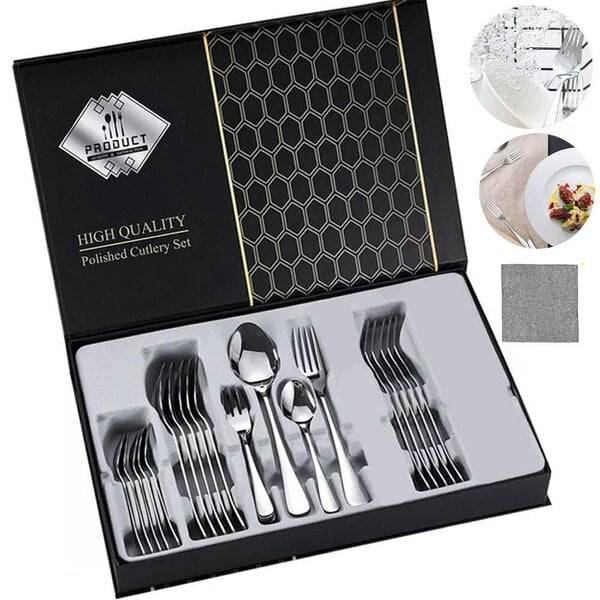 Havendro 30X Cutlery Dinner Set Stainless Steel High Grade Tableware Fork Tea Spoons Tool - silver - stainless steel