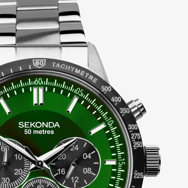 Sekonda Sports Velocity Green Dial Chronograph Watch 1913