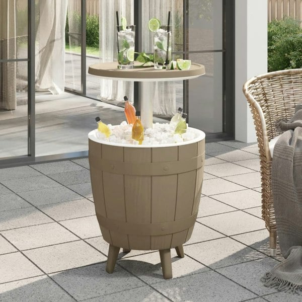 Berkfield 3-in-1 Ice Cooler Table Light Brown Polypropylene