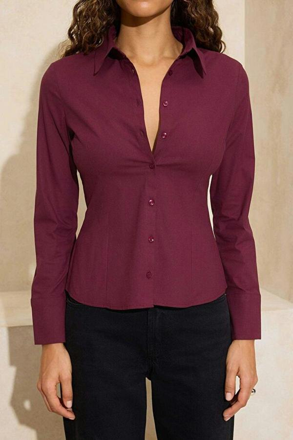WOVCOR Waist-Fitting Cotton Woven Shirt