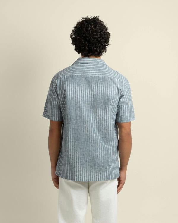 Larsson & Co Kare - Linen Blend Striped Short Sleeve Shirt