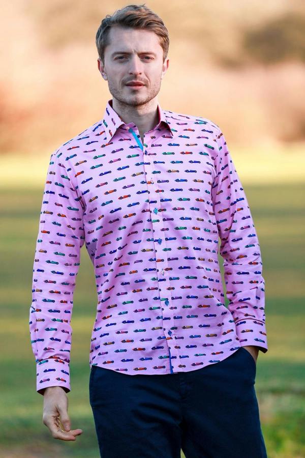 VINTAGE GRAND PRIX SHIRT - Premium Men's Patterned Shirt by Claudio Lugli | Bold Design, Tailored Fit, Best Printed Shirts