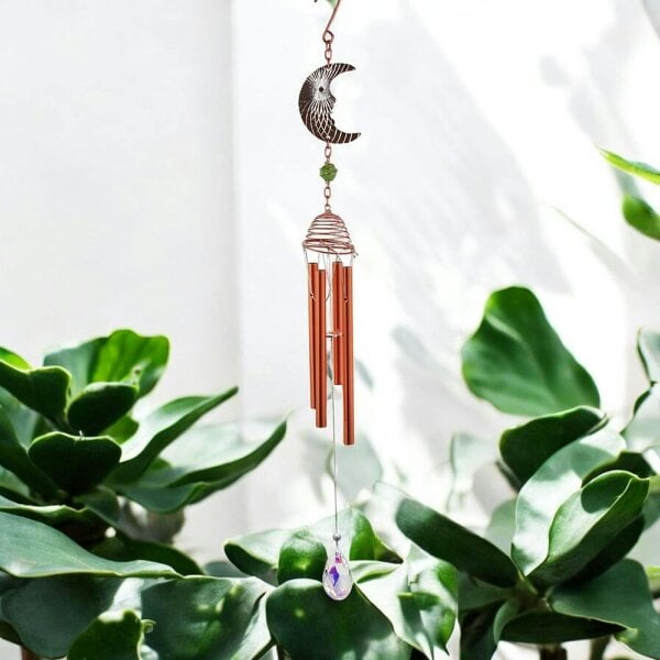 EDH Door Hardware Rose Gold Moon Wind Chime – 58cm x 8cm x 6cm | Celestial Hanging Chime for Garden, Patio & Home
