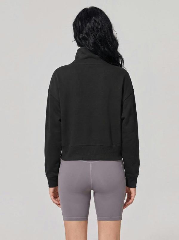 Anniou Cropped Mock Neck Pullover Sweatshirt