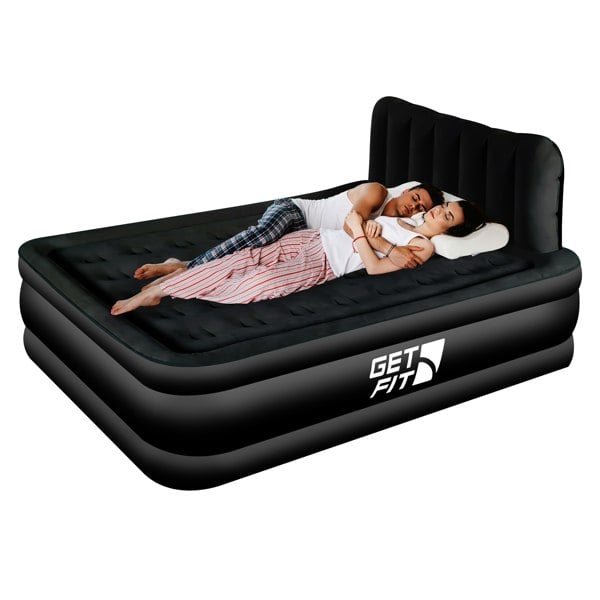 Get Fit Blow Up Air Bed With Built In Electric Pump - Headboard & Free Inflatable Pillow - King