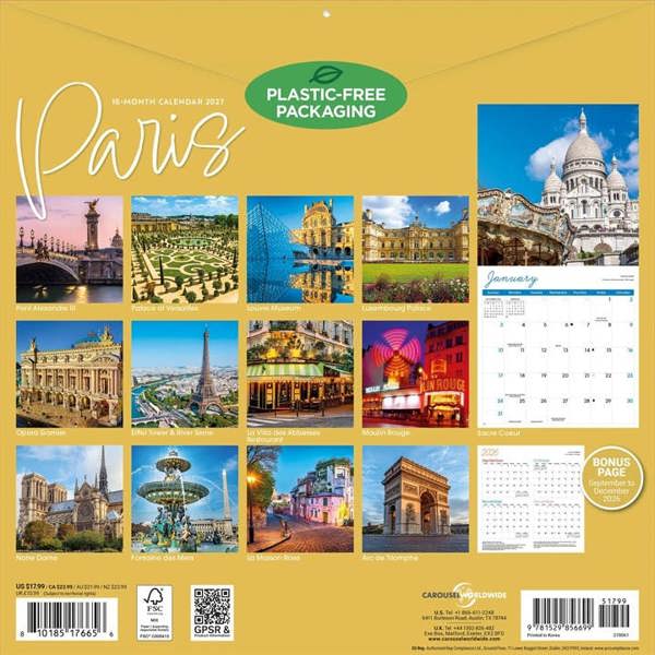 Paris Calendar 2027, Wall Calendars, Month To View, Travel, Gift