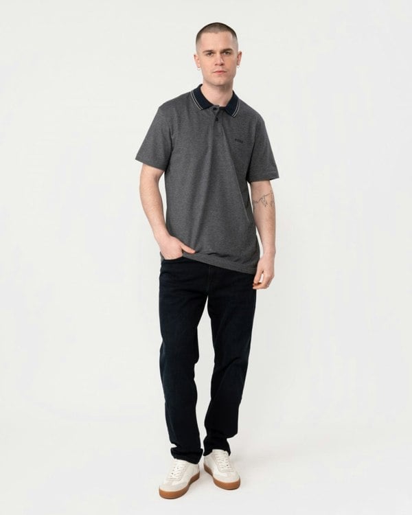 BOSS Orange Oxford New Mens Contrast Collar Short Sleeve Polo Shirt - Dark Blue 404