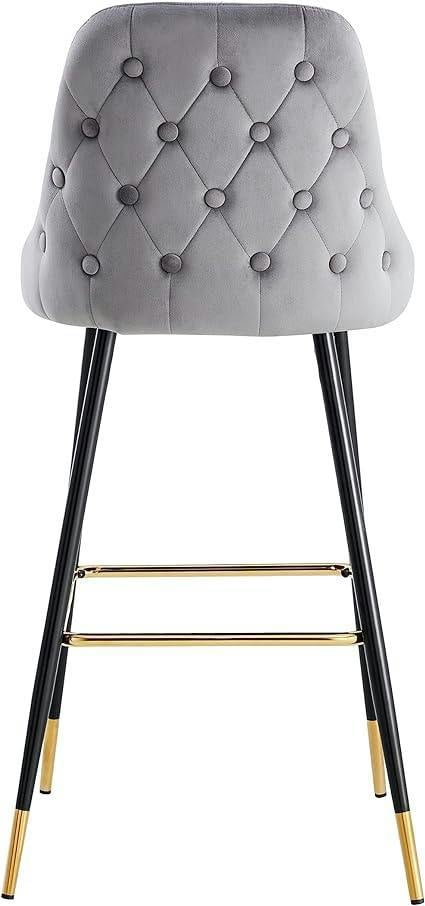 HYGRAD BUILT TO SURVIVE Velvet Bar Stools with Gold-Tipped Legs – Set of 2 | HYGRAD®