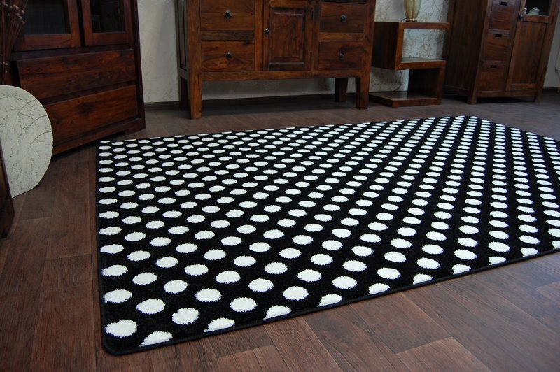 RugsX Sketch Rug - Black & White Polka Dots