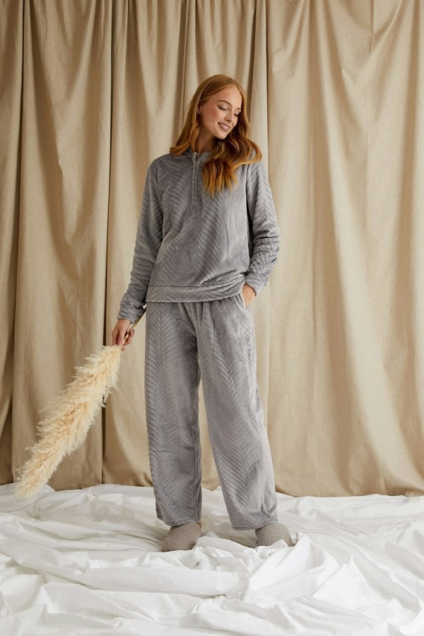 Women's Cosy Chevron Lounge Suit in Shale Grey from Pretty You London