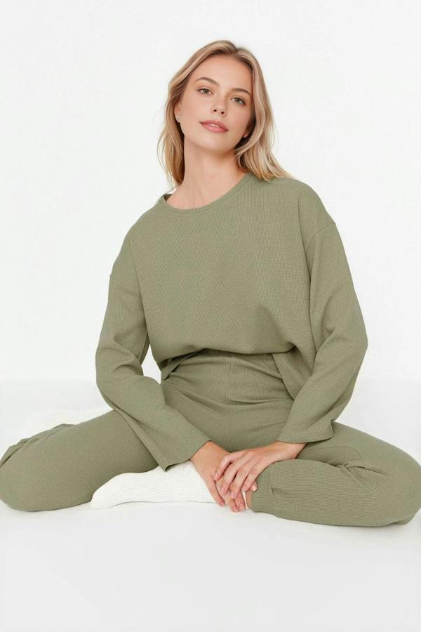 WOVCOR 2-Piece Waffle Knit Pajama Set