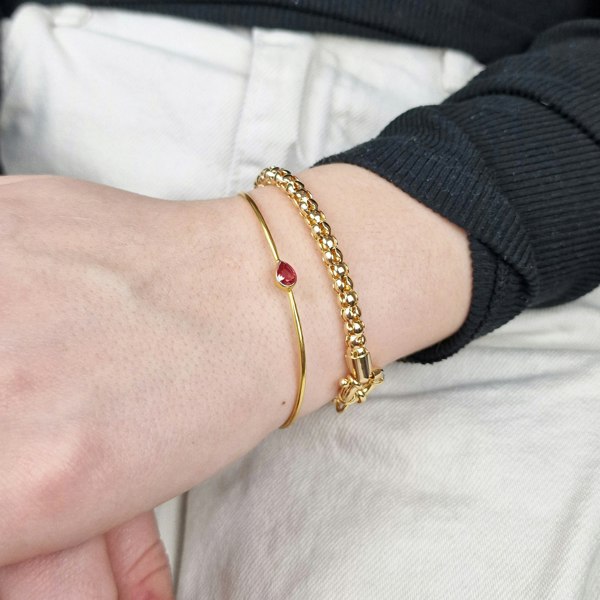 Garnet January Birthstone Gold Plated Bangle