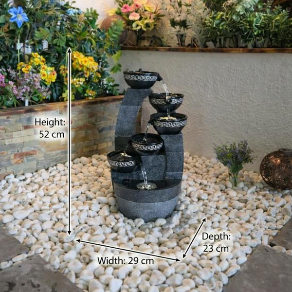 Tranquillity Water Features 5 Bowl Pour Contemporary Water Feature