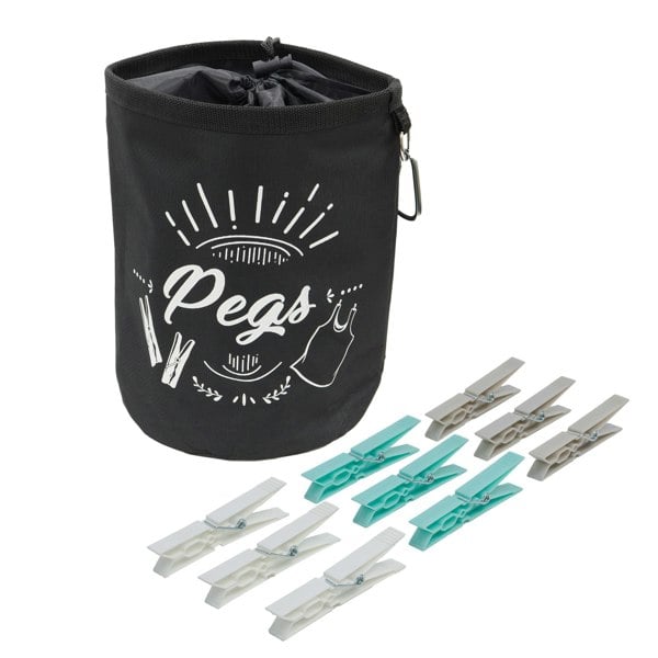 JVL Large Peg Bag with 72 Large Stong Plastic Pegs, Aqua