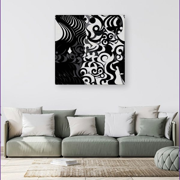 Warren Reed Black Grey Abstract Canvas