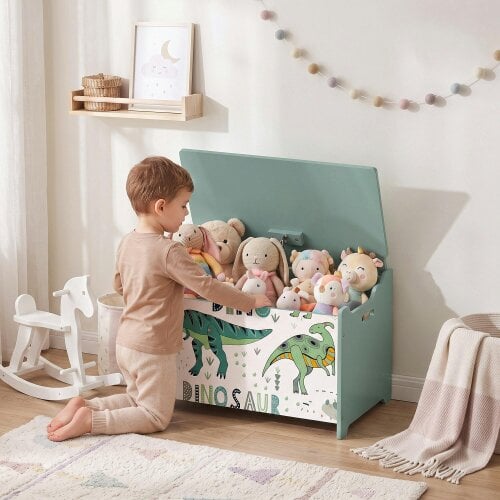 AIYAPLAY Storage Chest, Wooden Toy Chest with Lid, Security Hinges