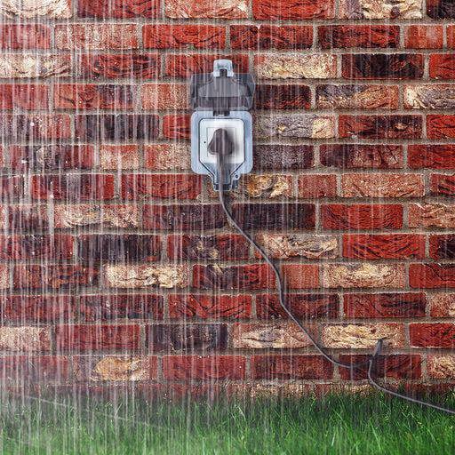 ENER-J Smart WiFi Weatherproof Outdoor Socket, IP55 Waterproof 13A Single Plug, App & Voice Control with Alexa/Google, Remote Timer & Automation