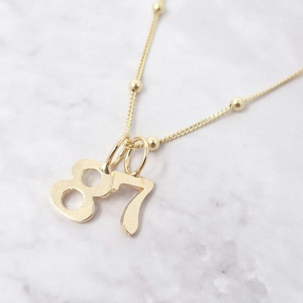 Harfi 18ct Gold Plated Number Pendant Charm Necklace