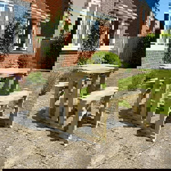 Arbor Garden Solutions Abies Rounded Picnic Table and Benches Set