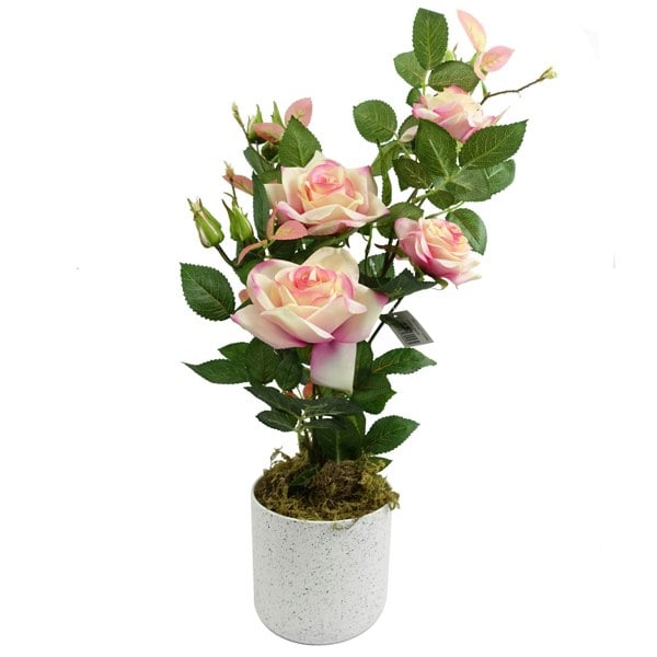 Leaf 50cm Artificial Pink Rose Plant