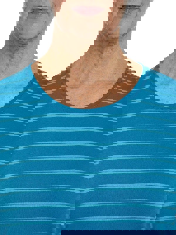 PennyPlain Scoop Neck Striped Top Top - Wedgewood