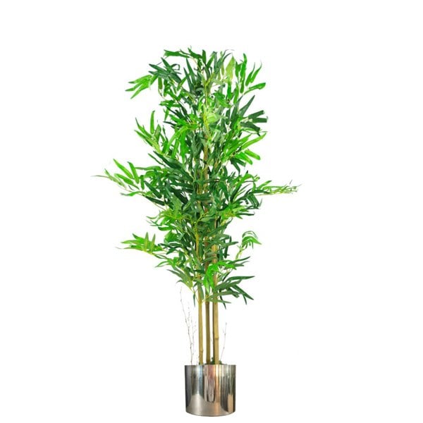 Leaf 120cm (4ft) Realistic Artificial Bamboo Plants Trees with Silver Metal Planter