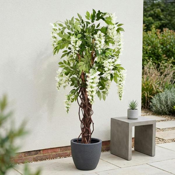 Garden Greatness Lifelike Cream Wisteria Potted Tree