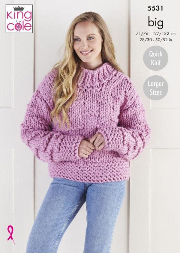 King Cole Big Value Big Knitting Pattern 5531, Jackets, Sweaters for Women, X Small- X Large - Easy