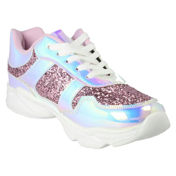 Pineapple Girls Pineapple Sparkly Casual Lace Up Trainers H2683
