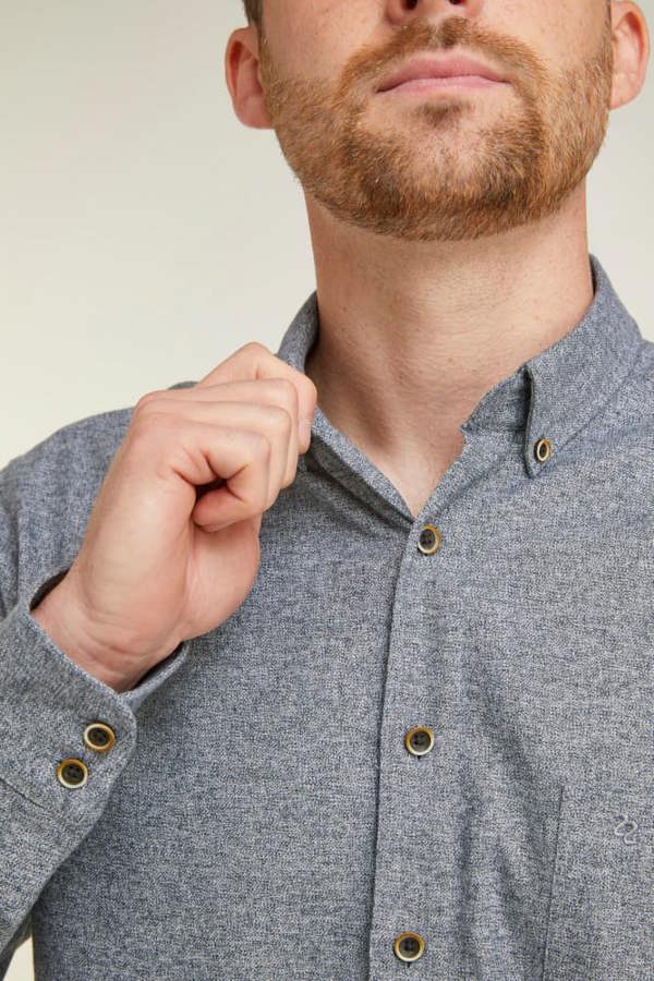 Charcoal Warm Handle Button Down Collar Casual Shirt