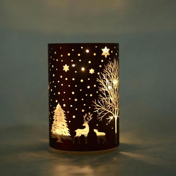 12cm Christmas LED Glass Vase Lamp with Warm White Lights and Gold Finish Interior image 4