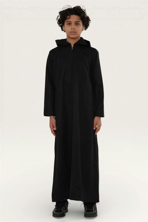 Infinity Leather Kids Boys Hooded Eid Moroccan Jubba Robe Ramadan Eid Thobe - K-HM12