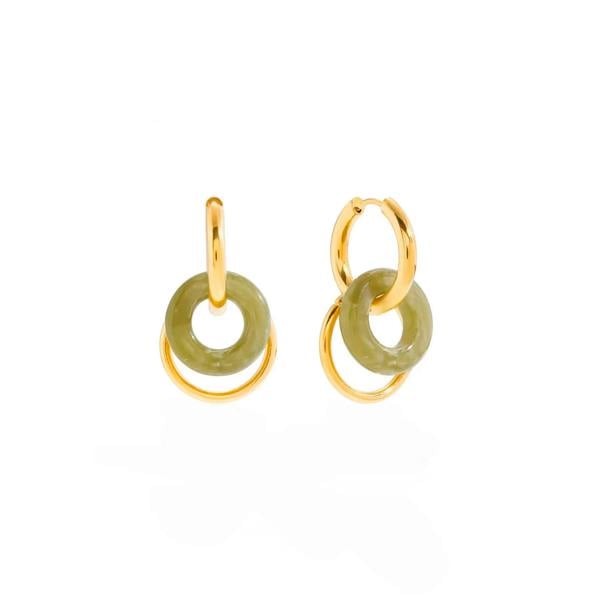 Luxe Tones Evelina Luxe 18ct Gold Plated Green Resin Drop Earrings