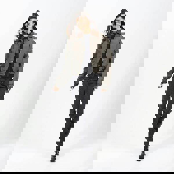 Brave Soul Khaki Twill Bomber Style Jacket with Cord Collar - Khaki Image 3